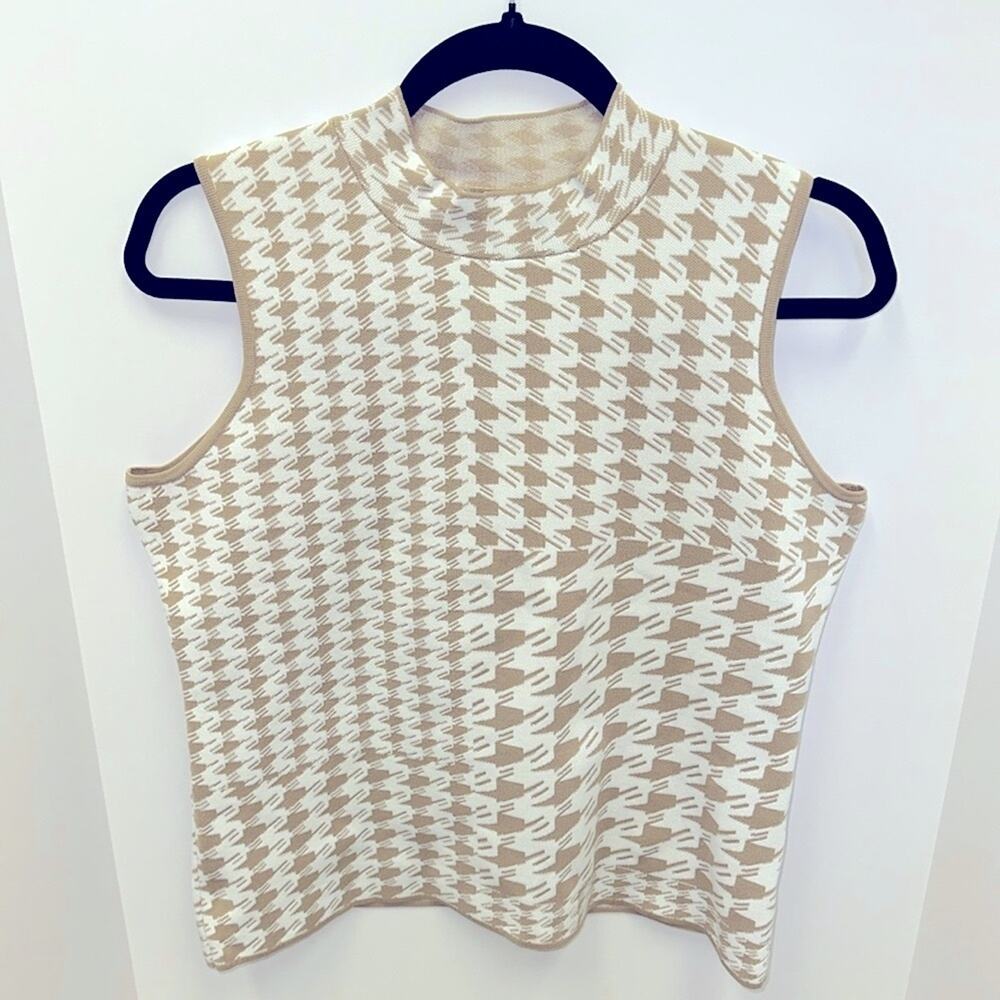 Houndstooth mock neck sleeveless top size M NWT - Picture 11 of 16